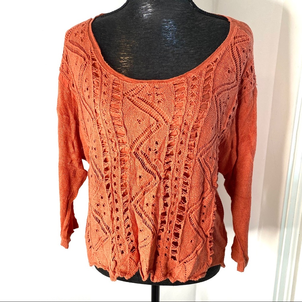 L/XL Anthropologie MOTH Knit Overlay High Low Sweater